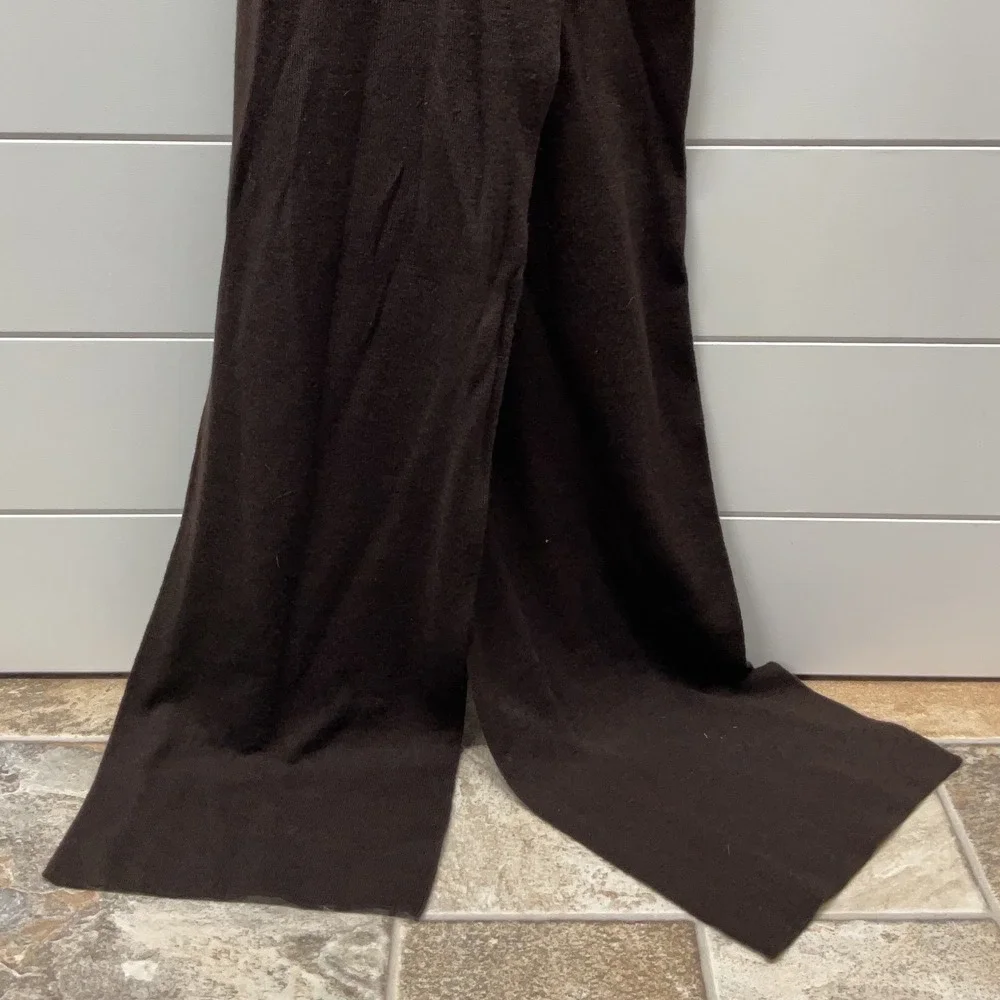 Alfani Dark Brown Wool Silk Blend Knit Scarf Solid Minimalist Unisex Accessory